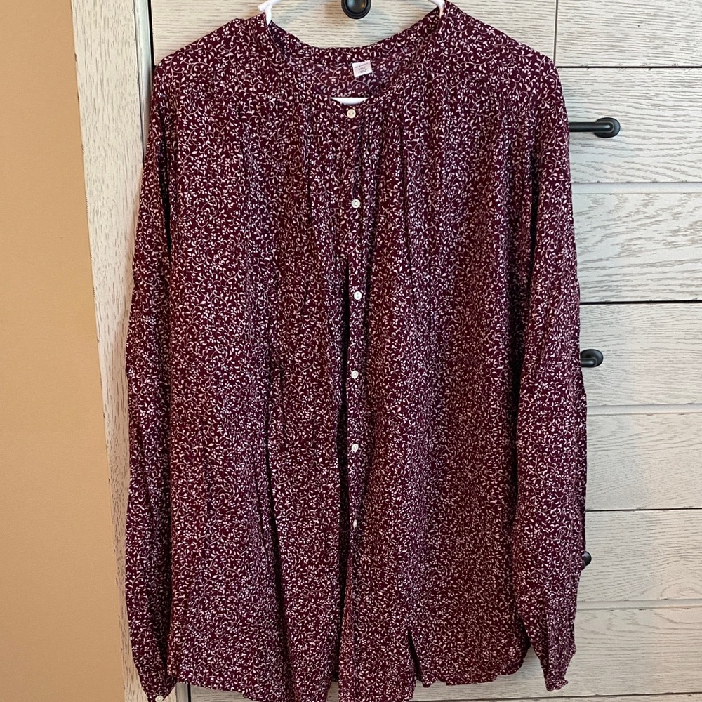 Old Navy Burgundy Floral Blouse